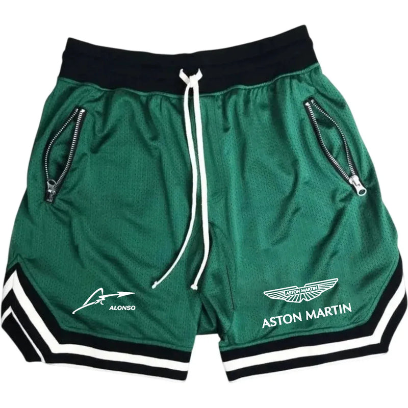 Aston Martin New Men's Slim Fit Shorts - Single Color Design, Comfortable and Breathable, High-Quality Casual Elastic Waistband,