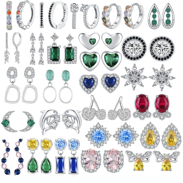 Factory Wholesale Genuine 925 Sterling Silver Earrings Collection Zirconia CZ Exquisite Stud Earrings for Fine Jewelry Gifts