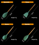 Silicone Kitchenware Cooking Utensils Set Non-stick Cookware Spatula Shovel Egg Beaters Wooden Handle Kitchen Cooking Tool Set