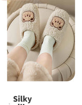 Cute Bear Fluffy Slippers Warm Plush House Shoes for Women and Men