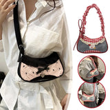 Fashion Grid Mini Handbags Adjustable Shoulder strap Korean Hand-held Commuting bag Single-shoulder Crossbody bag Underarm pouch