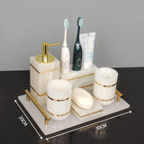 White Onyx Natural Marble Bathroom Accessories Set Gold Luxury Soap Dispenser Soap Dish Tray Toothbrush Holder Bathroom Set