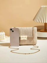 Fashionable retro-style woven single-shoulder women's bag, versatile trendy crossbody straw bag, Bohemian-style small square bag