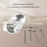 ‌304 Raised Stainless Steel Cat Bowl with 15° Elevated Design Tilted Neck Guard Healthy Feeding Shatterproof for Cats Puppies