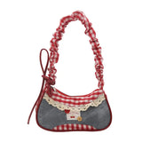 Fashion Grid Mini Handbags Adjustable Shoulder strap Korean Hand-held Commuting bag Single-shoulder Crossbody bag Underarm pouch