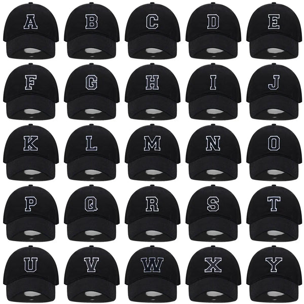 Initial Letter A-Z Embroider Baseball Cap For Men Womne High Quality Soft Cotton Fashion Team Sport Visors Snapback Caps