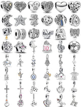 2025 New S925 Silver Spring Ball Bear Cross Pendant Suitable for Original Bracelets DIY Accessories Women's Charm Jewelry Gifts