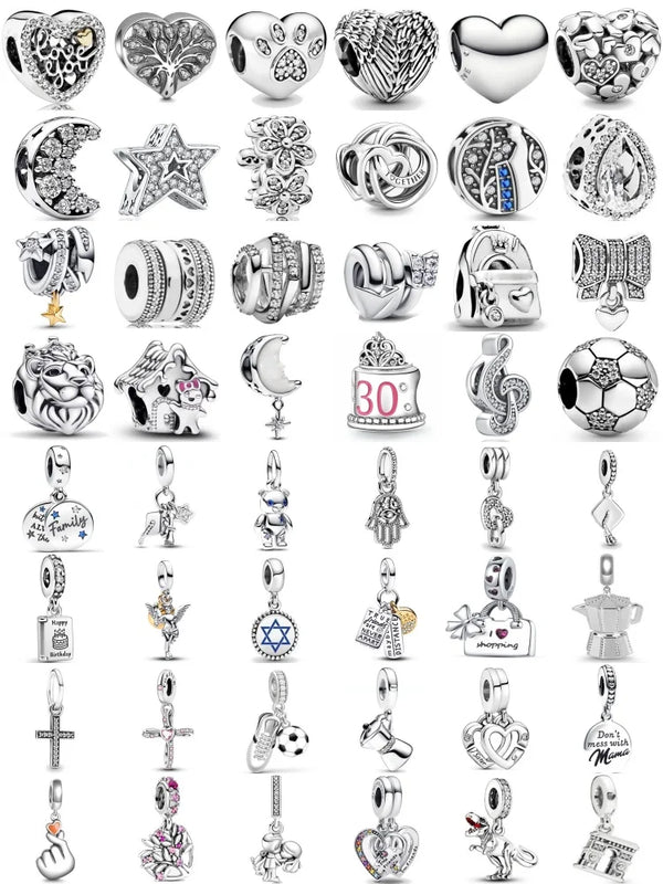 2025 New S925 Silver Spring Ball Bear Cross Pendant Suitable for Original Bracelets DIY Accessories Women's Charm Jewelry Gifts