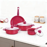 13-piece Cooking Set 13-piece Non-stick Cookware Set with Food-grade Iron Pots Anti-scald Handles Glass Lids Capacity for Home