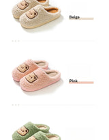 Cute Bear Fluffy Slippers Warm Plush House Shoes for Women and Men