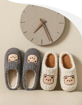 Cute Bear Fluffy Slippers Warm Plush House Shoes for Women and Men