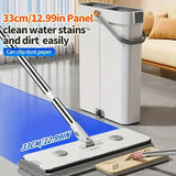 Joybos 360 Spin Mop 33cm Bucket Set Hand-Free Flat Barrel Washing and Squeeze With Scraper Floor Cleaning For Home Wet Dry Mops