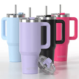 🥤 WATERSY – Vaso térmico de gran capacidad (30/40 oz) de acero inoxidable con asa y pajita, doble aislamiento al vacío para café ☕