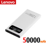 Lenovo 500000mAh Power Bank 120W Super Fast Charging Battery High Capacity Digital Display Power Bank For iPhone Samsung Huawei