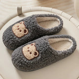 Cute Bear Fluffy Slippers Warm Plush House Shoes for Women and Men