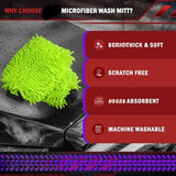Car Cleaning Microfiber, 2-piece Set - Scratch Free and Lint Free, High-quality Lint Microfiber Car Wash Gloves - Green