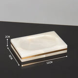White Onyx Natural Marble Bathroom Accessories Set Gold Luxury Soap Dispenser Soap Dish Tray Toothbrush Holder Bathroom Set