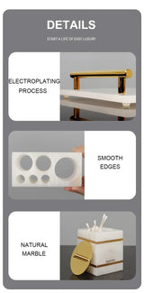 White Onyx Natural Marble Bathroom Accessories Set Gold Luxury Soap Dispenser Soap Dish Tray Toothbrush Holder Bathroom Set