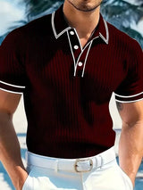New Spring And Autumn Men's Striped short Sleeve Polo Shirt Slim Fit Collar Multi Color Business And Leisure Versatile Men's Top