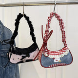 Fashion Grid Mini Handbags Adjustable Shoulder strap Korean Hand-held Commuting bag Single-shoulder Crossbody bag Underarm pouch