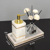 White Onyx Natural Marble Bathroom Accessories Set Gold Luxury Soap Dispenser Soap Dish Tray Toothbrush Holder Bathroom Set