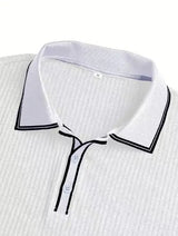 New Spring And Autumn Men's Striped short Sleeve Polo Shirt Slim Fit Collar Multi Color Business And Leisure Versatile Men's Top