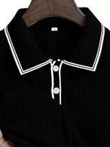 New Spring And Autumn Men's Striped short Sleeve Polo Shirt Slim Fit Collar Multi Color Business And Leisure Versatile Men's Top