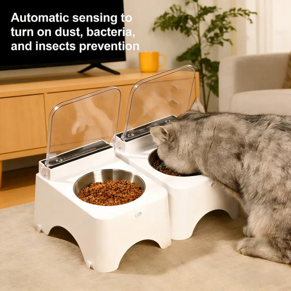 New Intelligent Infrared Sensing Cat Bowl Pet Cat Food Feeder, Automatic Lid Opening Feeder, Dust And Insect Proof