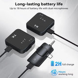 3in1 Microphone for iPhone/Android, Wireless, 328ft Transmission, Mini Microphone for Record Interview