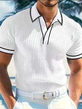 New Spring And Autumn Men's Striped short Sleeve Polo Shirt Slim Fit Collar Multi Color Business And Leisure Versatile Men's Top
