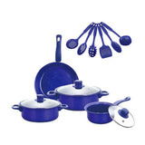 13-piece Cooking Set 13-piece Non-stick Cookware Set with Food-grade Iron Pots Anti-scald Handles Glass Lids Capacity for Home