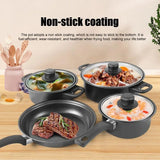 13-piece Cooking Set 13-piece Non-stick Cookware Set with Food-grade Iron Pots Anti-scald Handles Glass Lids Capacity for Home