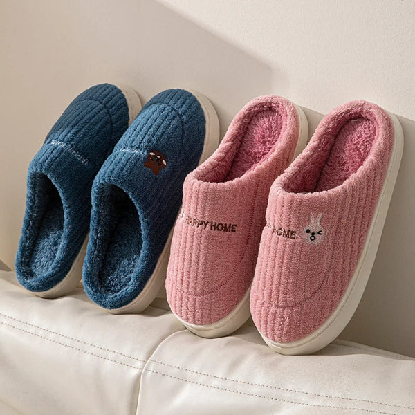 Cotton Slippers for Women, Autumn and Winter Home Slippers, Indoor Confinement Shoes, Warm Cotton Shoes, Non-Slip Plush Couple Cotton Slippers for Men