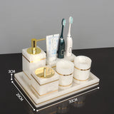 White Onyx Natural Marble Bathroom Accessories Set Gold Luxury Soap Dispenser Soap Dish Tray Toothbrush Holder Bathroom Set