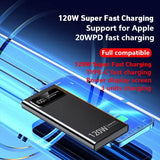 Lenovo 500000mAh Power Bank 120W Super Fast Charging Battery High Capacity Digital Display Power Bank For iPhone Samsung Huawei