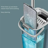 Hands-free Flat Floor Mop and Bucket Microfiber Magic Cleaning Tool with Squeegee Scalable Wet/Dry Use Home Kitchen Household