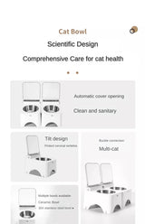 New Intelligent Infrared Sensing Cat Bowl Pet Cat Food Feeder, Automatic Lid Opening Feeder, Dust And Insect Proof