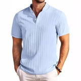 Hawaiian Men's Retro Cotton And Linen Henry Shirt Casual Loose With Sporty Stand-up Collar Buttons 2025 New Men's Casual Shirt