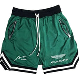 Aston Martin New Men's Slim Fit Shorts - Single Color Design, Comfortable and Breathable, High-Quality Casual Elastic Waistband,