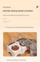 New Intelligent Infrared Sensing Cat Bowl Pet Cat Food Feeder, Automatic Lid Opening Feeder, Dust And Insect Proof