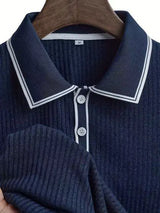 New Spring And Autumn Men's Striped short Sleeve Polo Shirt Slim Fit Collar Multi Color Business And Leisure Versatile Men's Top