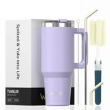 🥤 WATERSY – Vaso térmico de gran capacidad (30/40 oz) de acero inoxidable con asa y pajita, doble aislamiento al vacío para café ☕