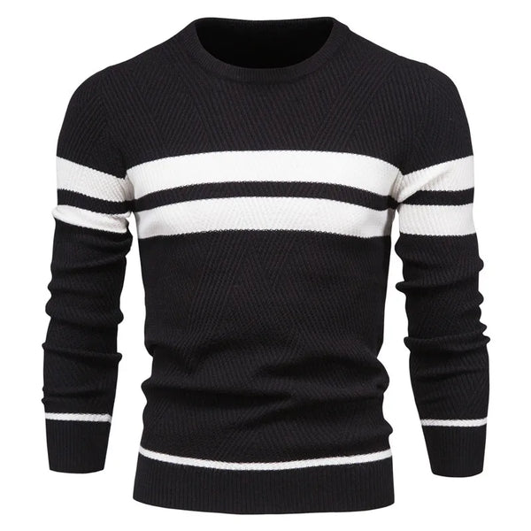 🧥 Suéter Masculino O‑Neck Patchwork — Slim & Casual 🔥