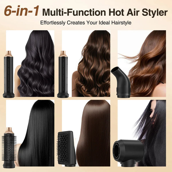 6 in 1 Professional Hair Dryer Hot Comb Set Professional Curling Iron Hair Straightener Styling Tool For Hair Dryer Household
