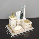 White Onyx Natural Marble Bathroom Accessories Set Gold Luxury Soap Dispenser Soap Dish Tray Toothbrush Holder Bathroom Set