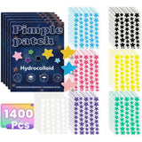 1400 pieces of multi-color star acne patches, facial acne patches, concealer acne patches, and pimples patches, ultra-thin