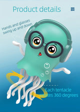An electrically-powered crawling dancing jellyfish toy, an octopus with automatic obstacle sensor, intelligent LED lights and mu