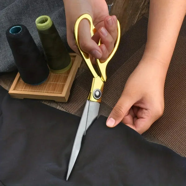 Professional Tailor Vintage High Quality Stainless Steel Scissors Leather Fabric Cutter Golden Sharp Needlework Scissors