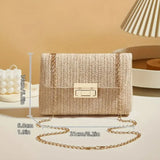 Fashionable retro-style woven single-shoulder women's bag, versatile trendy crossbody straw bag, Bohemian-style small square bag