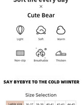 Cute Bear Fluffy Slippers Warm Plush House Shoes for Women and Men